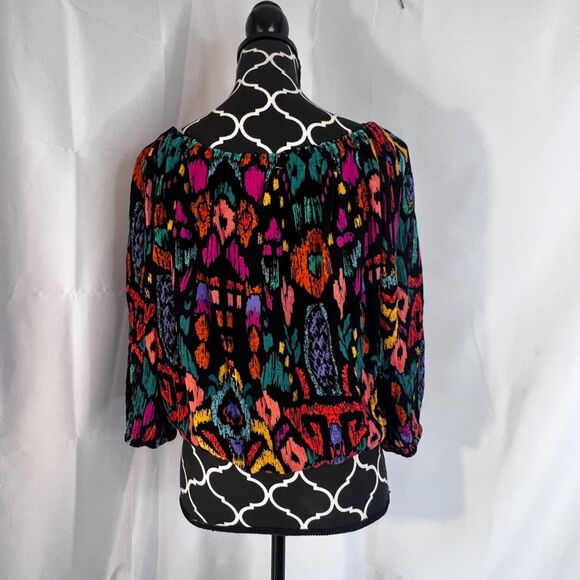 Christian Siriano Bold Colorful Maximal Print Stretchy Neckline Crop Top Size LG - Picture 2 of 9